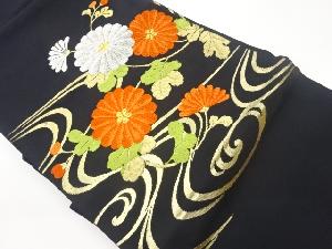 流水に菊模様織出し名古屋帯